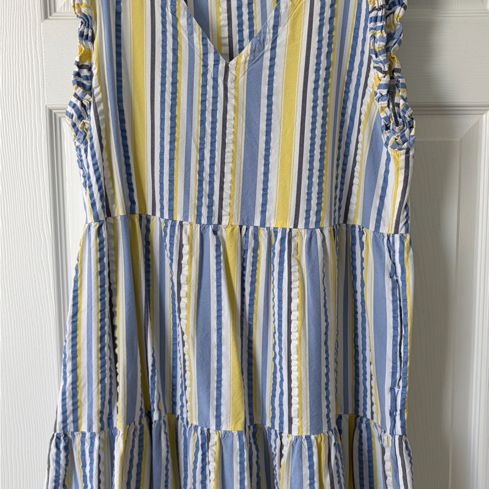 Time and Tru Blue and Yellow Striped Mini Dress